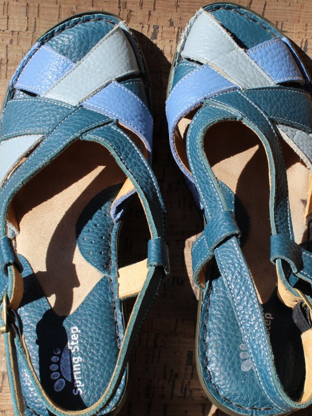 RARE Spring Step Blue Leather with Heel and Back Strap